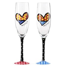 Set van 2 Champagneglazen Hearts - Romero Britto